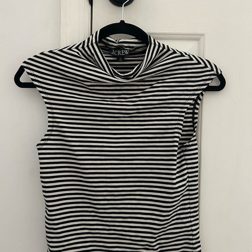 J.Crew Black and White Striped Sleeveless Top